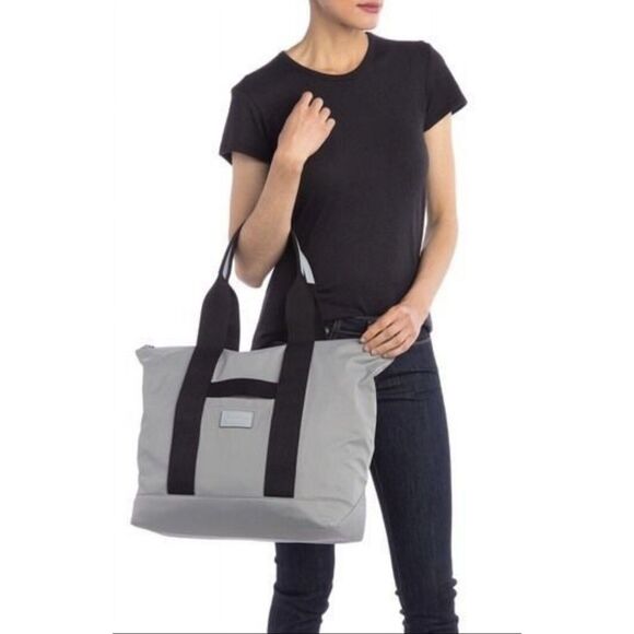 Rebecca Minkoff Gym Weekend Bag Gray Nylon Black‎ Canvas Trim Lightweight - Picture 1 of 10